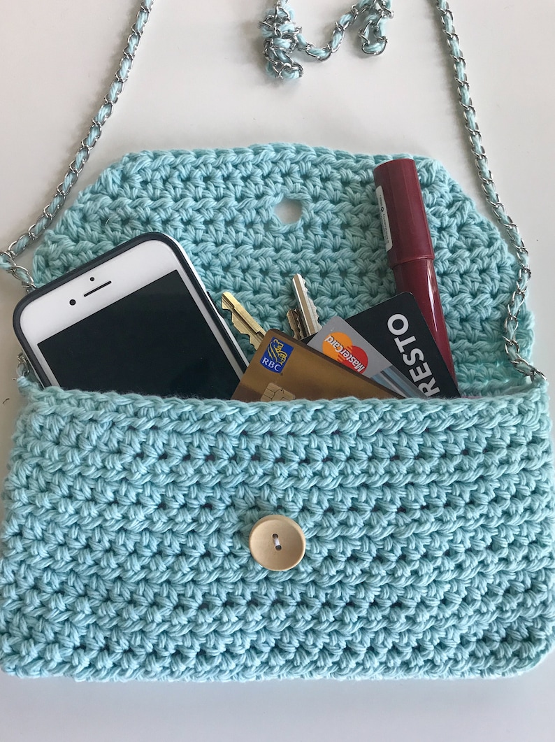 Small Crochet Crossbody Purse Chain Strap Envelope Style Etsy