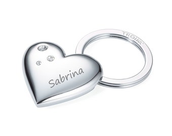 TROIKA Schlüsselanhänger Heart Girls Best Friends - Shiny - personalisiert, graviert zum Valentinstag, Hochzeit, für den Lieblingsmensch