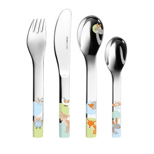 PURESIGNS ONE children's crockery set 7-piece WOODY forest animals engraved with names Cutlery set with engraving gift for birth Baptism Birthday image 5