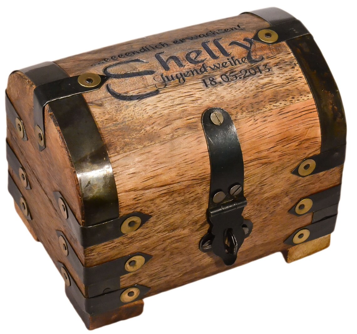 Treasure Chest Engraved Box Solid Wooden Chest With Engraving Etsy