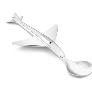 ZILVERSTAD children's spoon PLANE personalized, baby spoon name engraved, spoon engraving Birth gift Baptism Birthday image 2