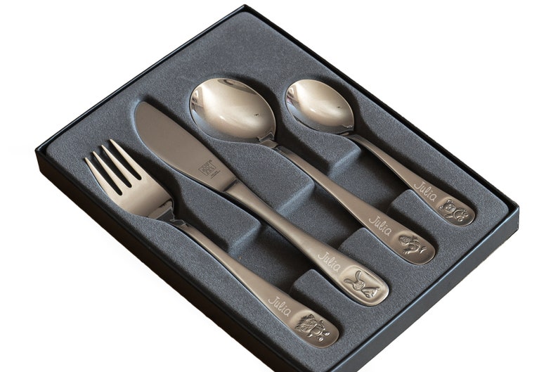 Zwilling children's cutlery Bino 4-piece cutlery set engraved with name Birth gift Baptism Birthday image 4