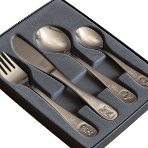 Zwilling children's cutlery Bino 4-piece cutlery set engraved with name Birth gift Baptism Birthday image 3