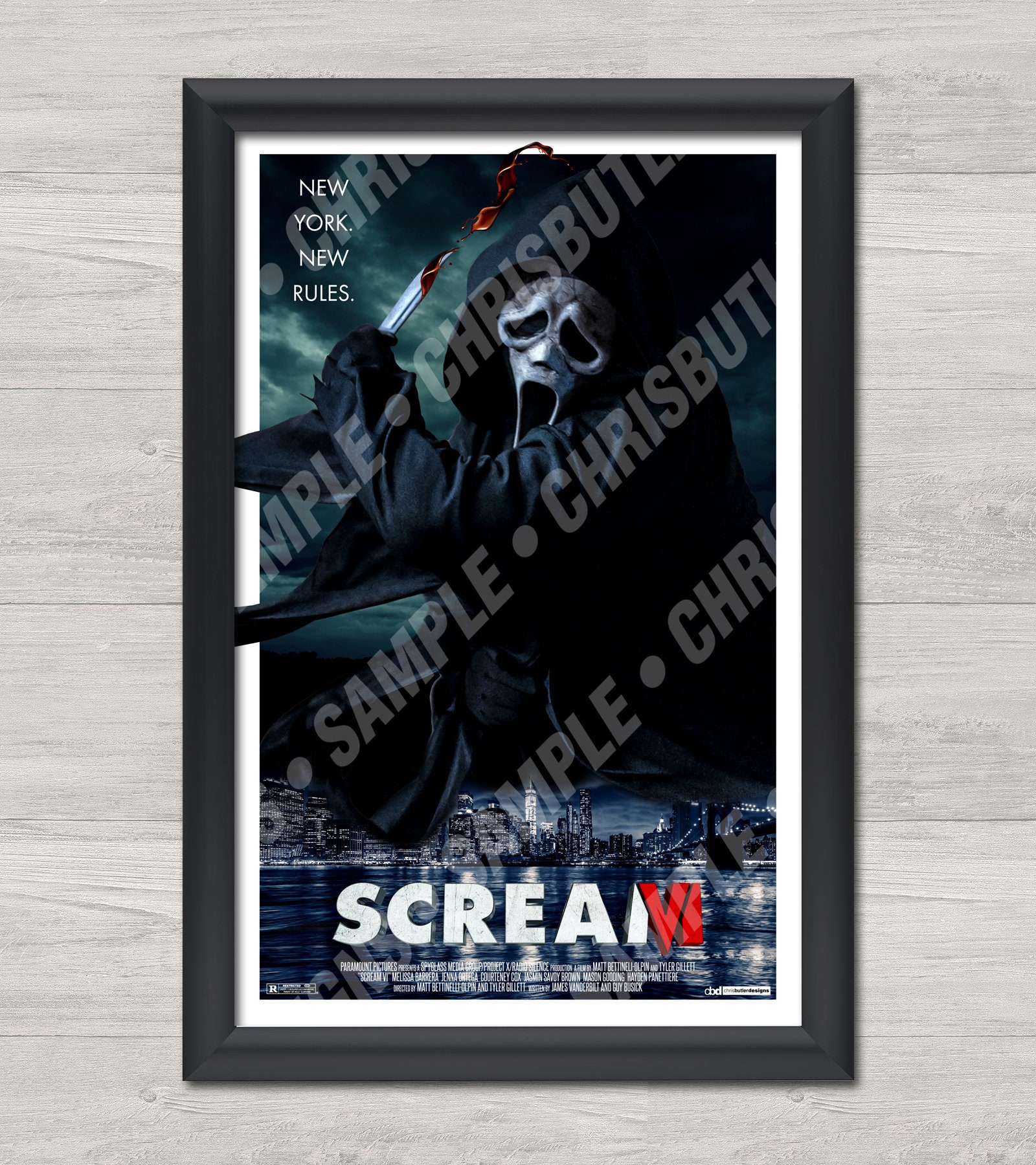 Scream 6 VI Red Blood Style Cast Poster Design Art Board Print