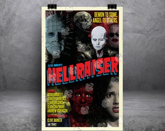 Hellraiser  1987  Movie Poster, Hellraiser Classic Horror Movie Poster Vintage Canvas Cloth Photo Print 1 2