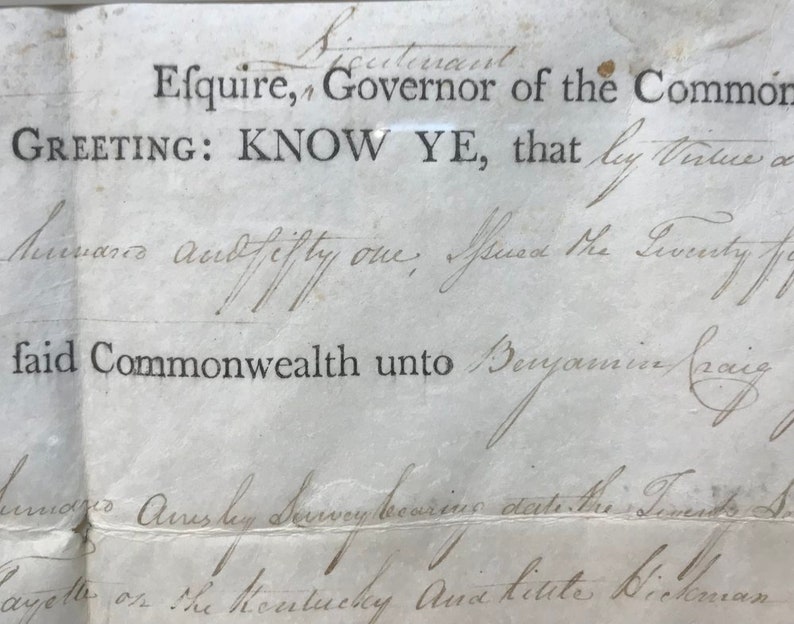 Kentucky Land Grant 1787 Etsy