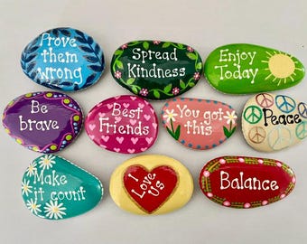 Inspirational Painted Rocks - Set of 10