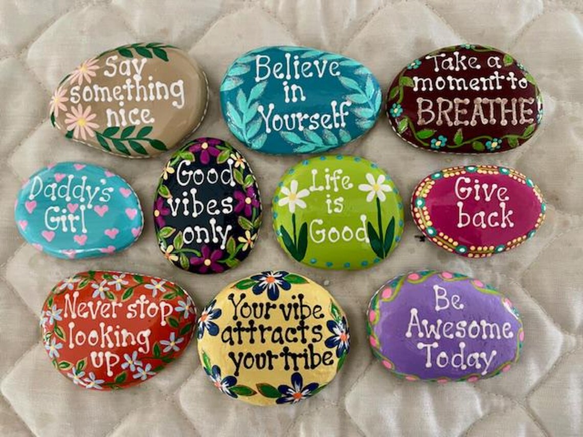 Sentimental Painted Rocks Inspirational Painted Rocks - Set of 10 - Etsy