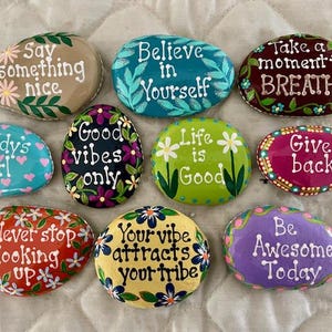 Inspirational Painted Rocks - Set of 10 - Etsy