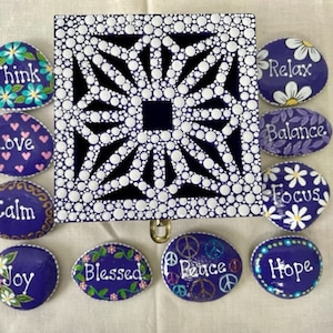 Inspirational Painted Rocks with Decorative Box