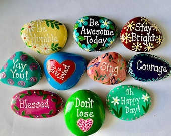 Inspirational Painted Rocks - Set of 10