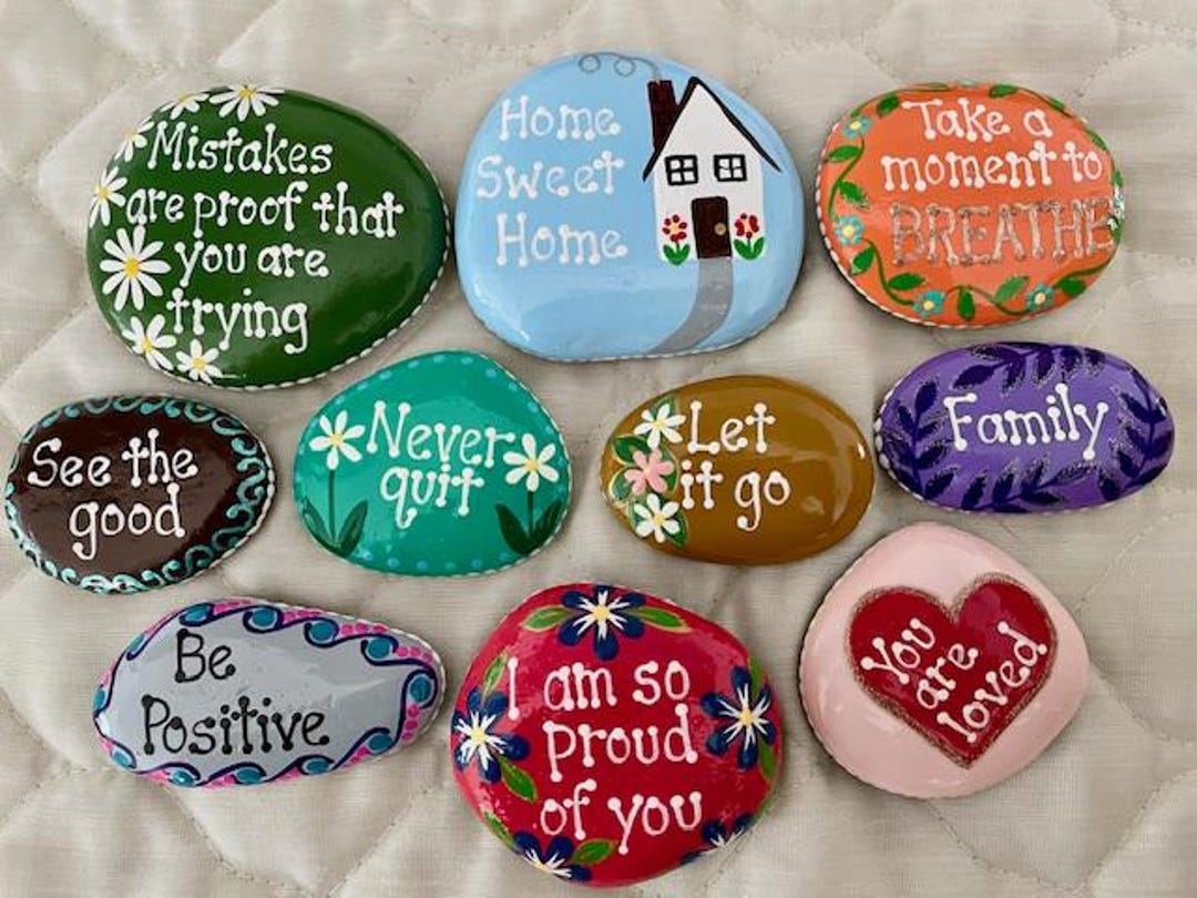 Inspirational Painted Rocks - Set of 10 - Etsy