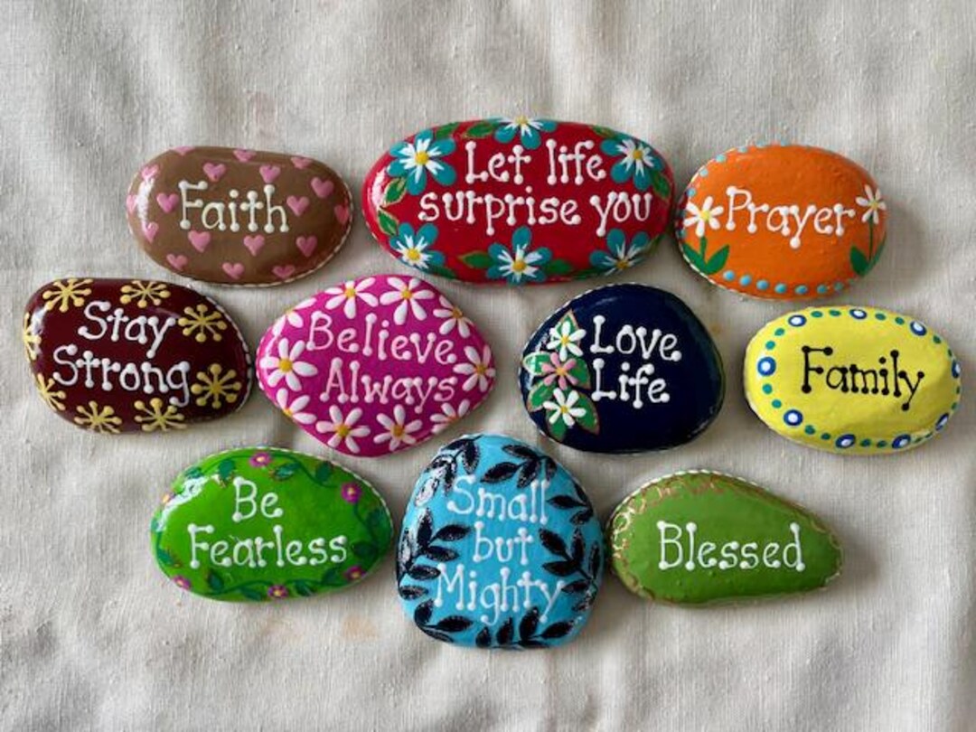 Inspirational Painted Rocks - Set of 10 - Etsy
