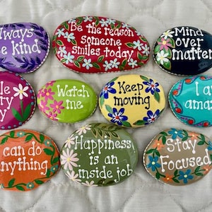 Inspirational Painted Rocks - Set of 10
