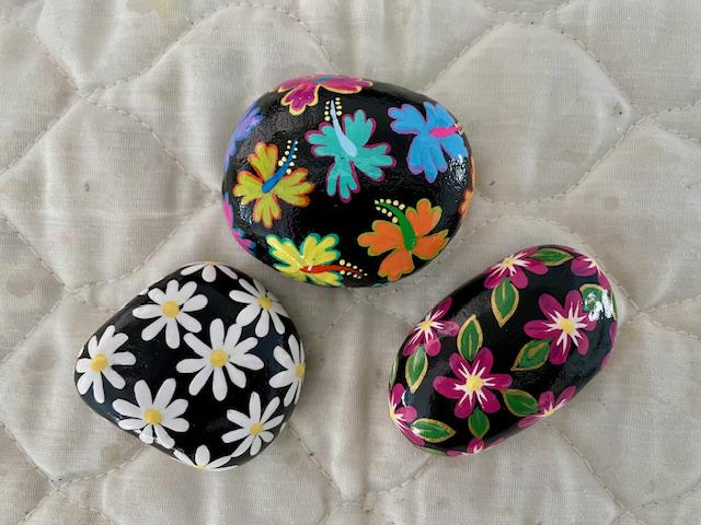 Flower Mix Painted Rocks