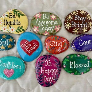 Inspirational Painted Rocks - Set of 10