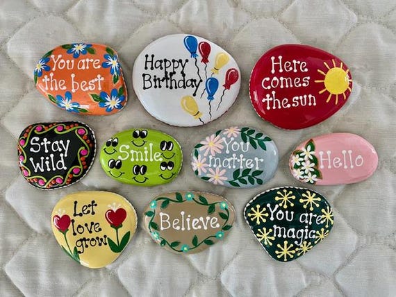 Inspirational Painted Rocks - Set of 10