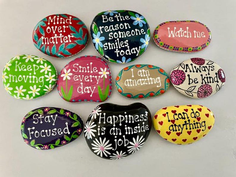 Inspirational Painted Rocks - Set of 10 - Etsy