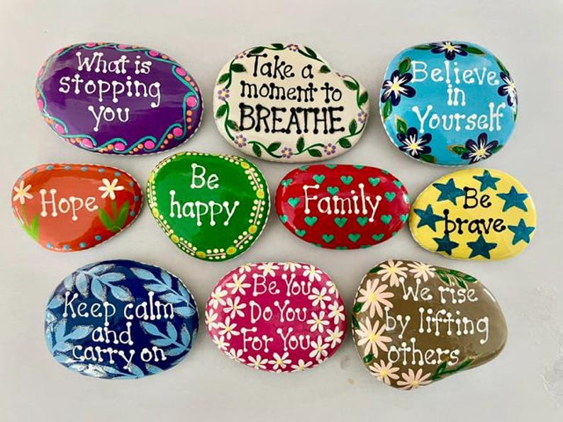 Inspirational Painted Rocks - Set of 10 - Etsy