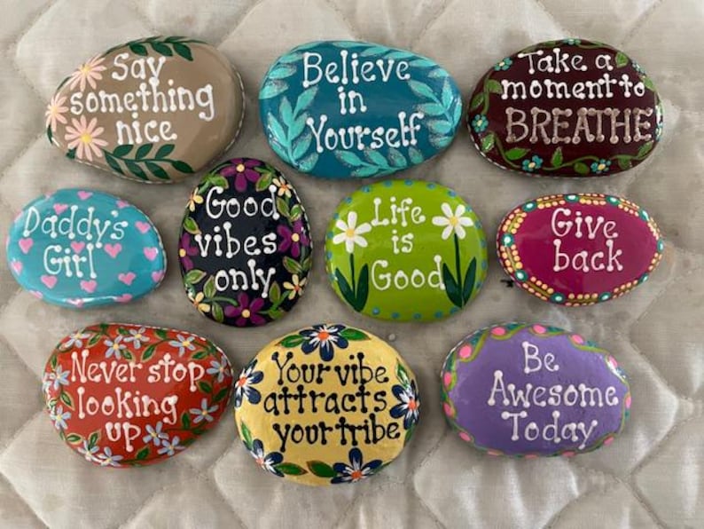 Inspirational Painted Rocks - Set of 10 - Etsy