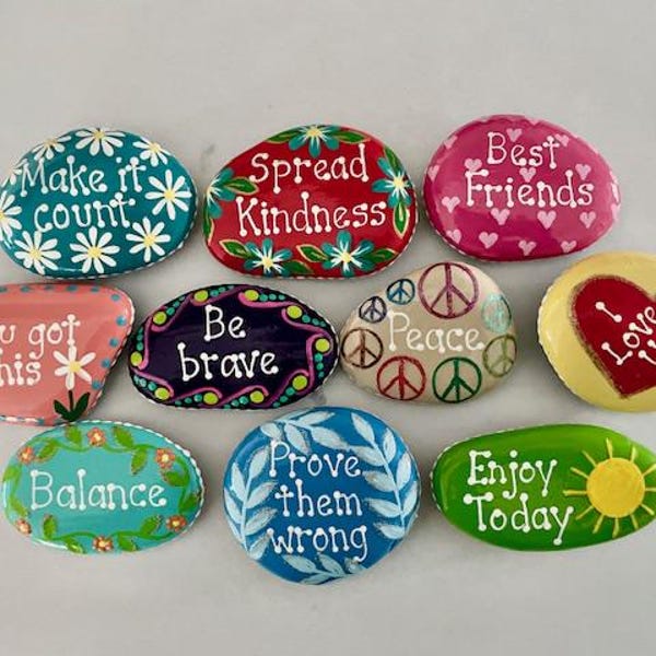 Inspirational Painted Rocks - Set of 10