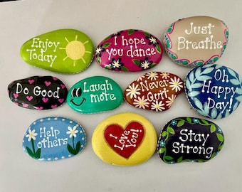 Inspirational Painted Rocks - Set of 10