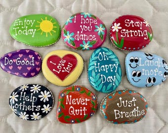 Inspirational Painted Rocks - Set of 10