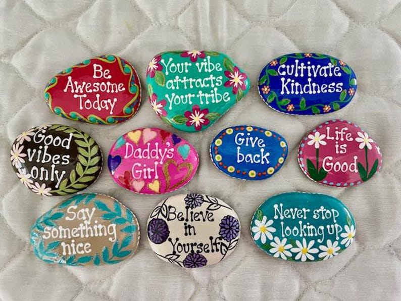 Inspirational Painted Rocks - Set of 10 - Etsy