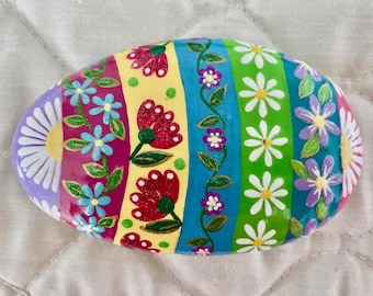 Floral Design Painted Rock