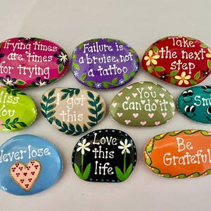 Inspirational Painted Rocks - Set of 10 - Etsy