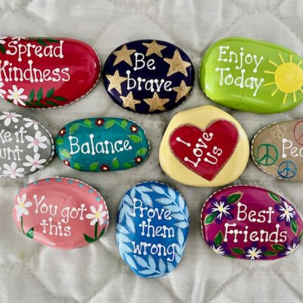 Inspirational Painted Rocks - Set of 10