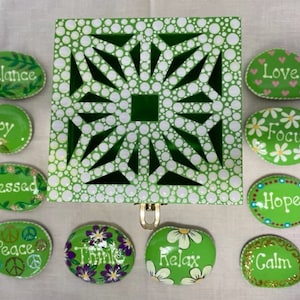 Inspirational Painted Rocks with Decorative Box