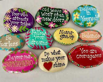 Inspirational Painted Rocks - Set of 10