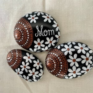 Mom Metallic Floral Trio Painted Rocks