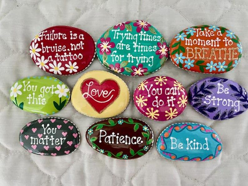 Inspirational Painted Rocks - Set of 10 - Etsy