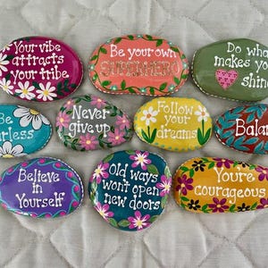 Inspirational Painted Rocks - Set of 10