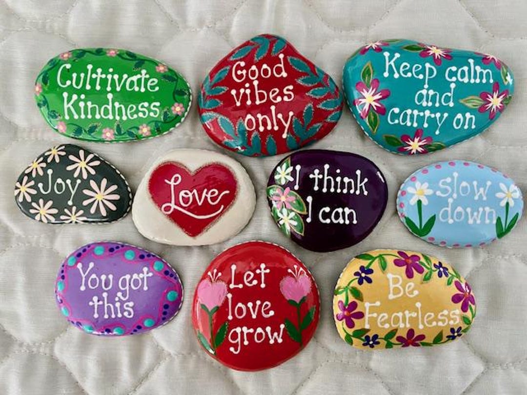 Inspirational Painted Rocks - Set of 10 - Etsy
