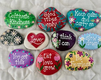 Inspirational Painted Rocks - Set of 10