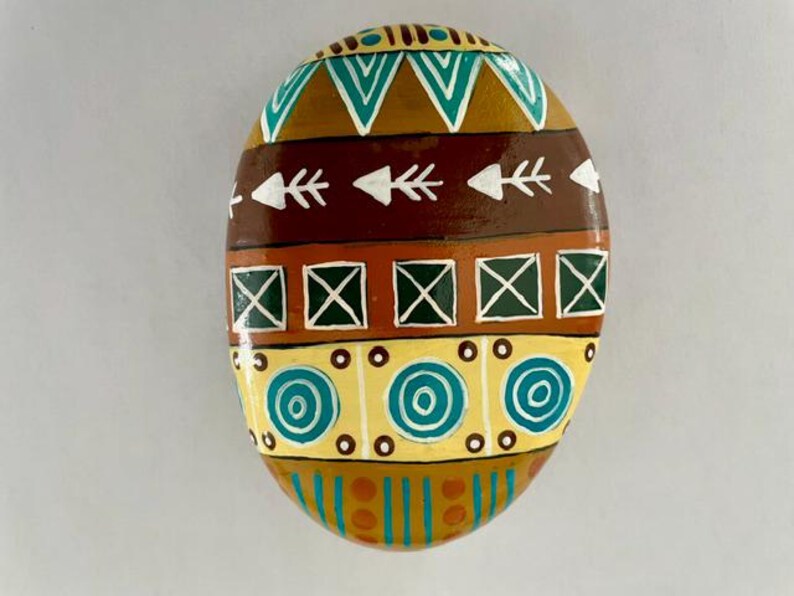 Tribal Design Painted Rock - Etsy