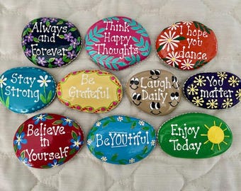 Inspirational Painted Rocks - Set of 10