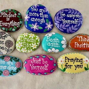 Sparkled Inspirational Painted Rocks - Set of 10
