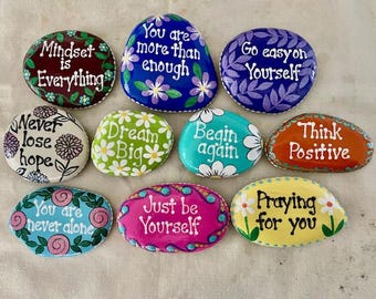 Inspirational Painted Rocks - Set of 10 - Etsy