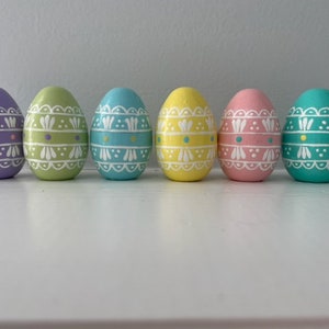 Handpainted Wooden Easter Eggs - Set of 6