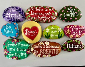 Inspirational Painted Rocks - Set of 10