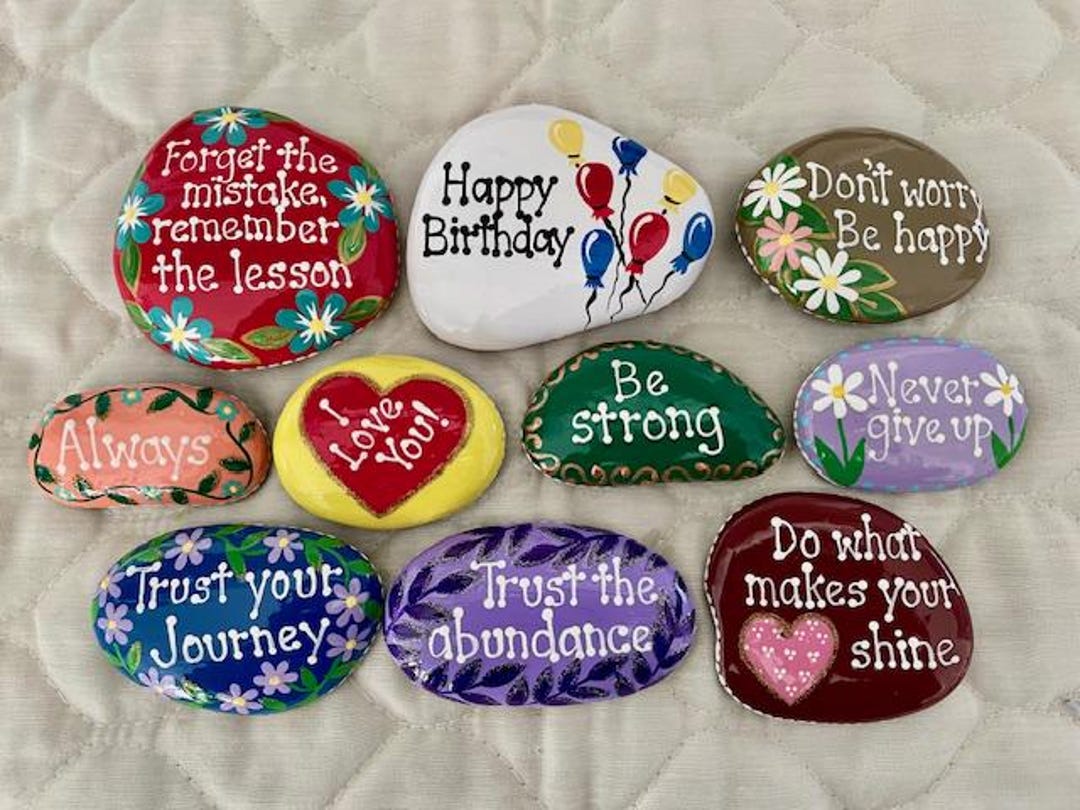 Inspirational Painted Rocks - Set of 10 - Etsy
