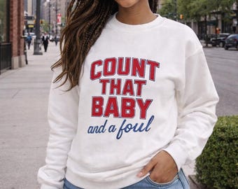 Detroit Pistons Basketball Sweatshirt Count That Baby and a Foul Crewneck Michigan Sports Fan Gift Motor City Pullover George Blaha