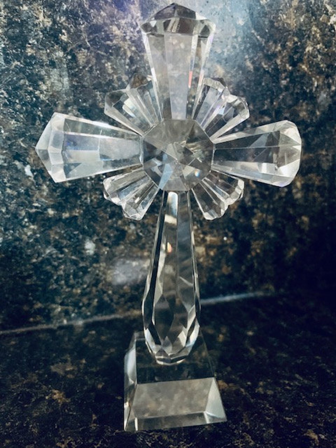 Crystal Cross Standing on Pedestal Sold in Glossy White Gift Etsy
