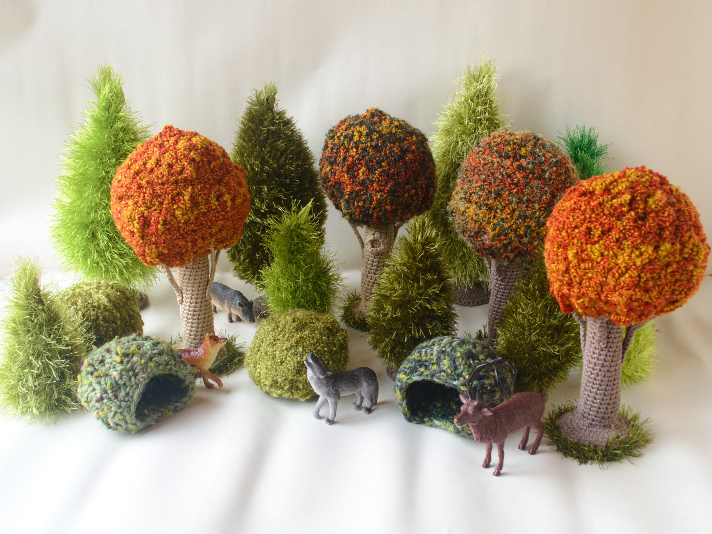Autumn Trees Playset Tree stuffed. Waldorf toy. Doll house Etsy