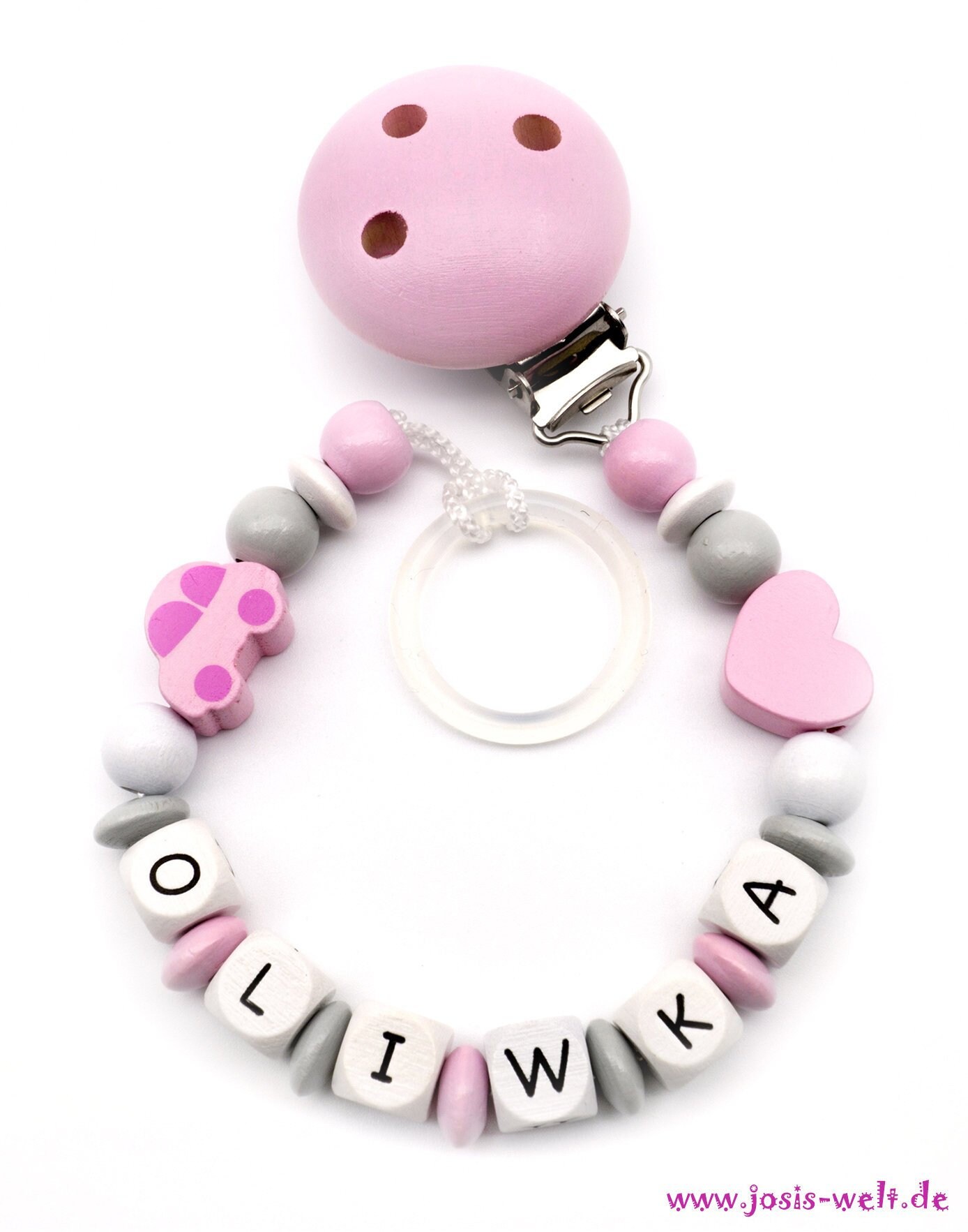 Pacifier chain with name Heart and Car Etsy