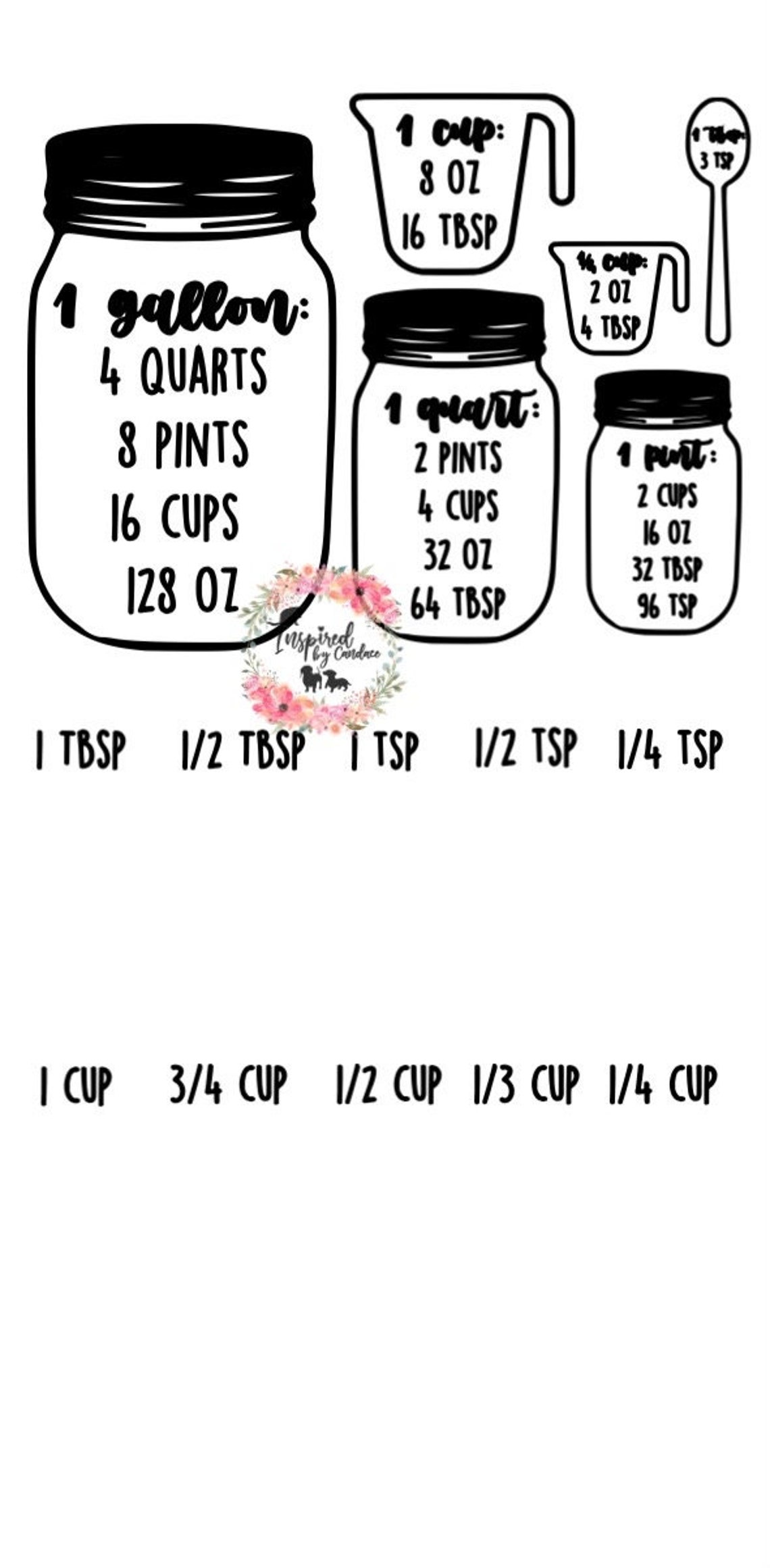 Mason Jar Kitchen Measurement Labels/ Mason Jar Measurements/ - Etsy